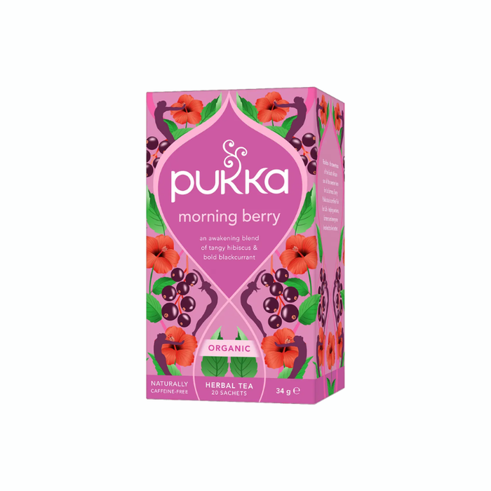 Pukka Morning Berry økologisk urtete med solbær, brombær, hibiscus, rooibos og ginseng.