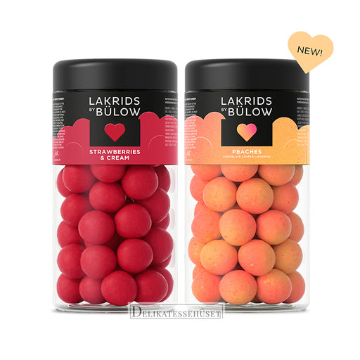 Sampak Lakrids by Bülow Love varianter Strawberries Cream og Peaches