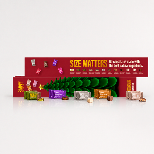 Julekalender 2026 fra Simply Chocolate. Stor julekalender til 2 personer.