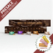 Julekalender med 30 låger fra Simply Chocolate – fyldt med 10 forskellige smagsvarianter af premium chokolade, inkl. karamelcrunch, saltede mandler, persisk lakrids, marcipan, peanuts, mint og cookie dough.	