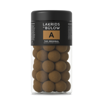 Lakrids by Bülow A The Original bøtte med chokoladedrageret gourmetlakrids.