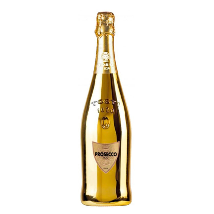 Tosti 1820 Prosecco Gold DOC mousserende vin i en eksklusiv guldbelagt flaske.