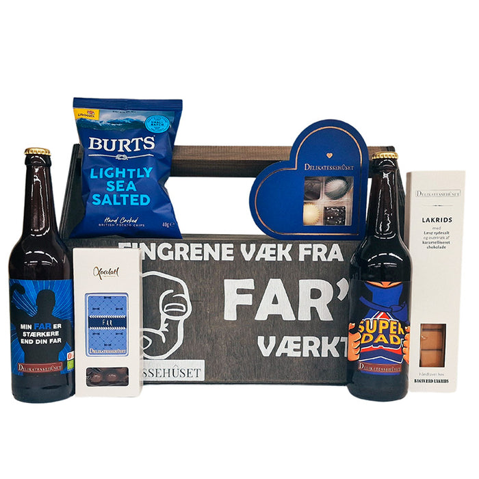 Fars dag gave - værktøjskasse med danske specialøl og snacks