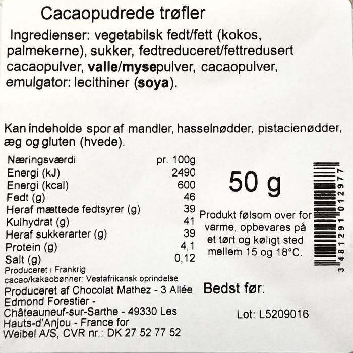 Franske Chokoladetrøfler (Guld) - 50 g.