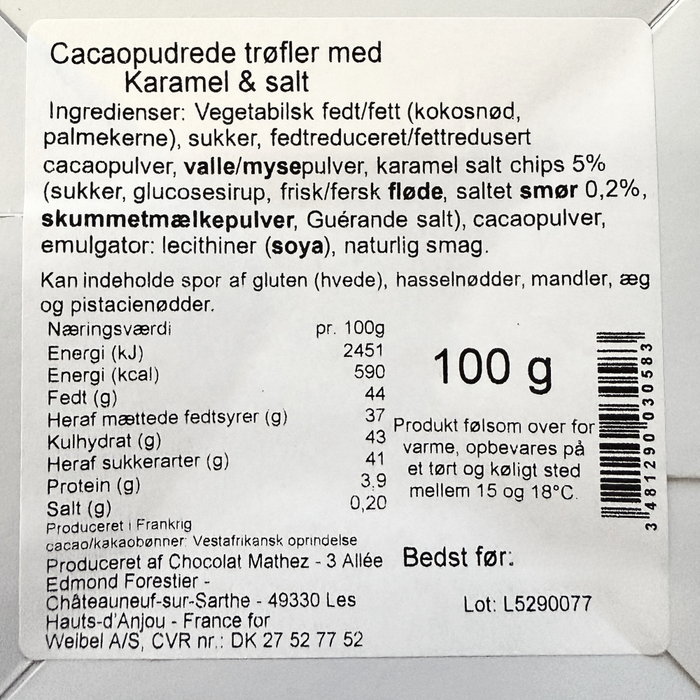 Franske Chokoladetrøfler - Karamel & Salt (Sølv) - 100g