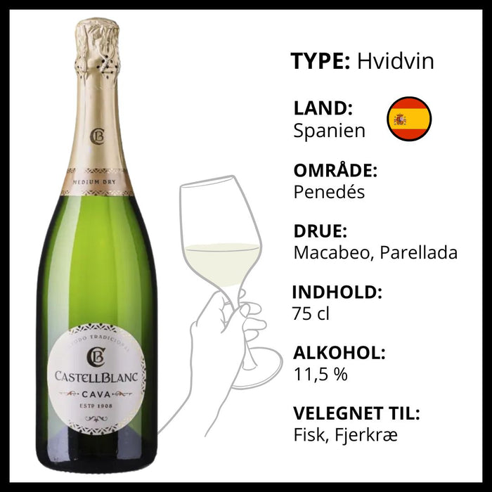 Mousserende, CastellBlanc - Cava Medium Dry (Spanien)