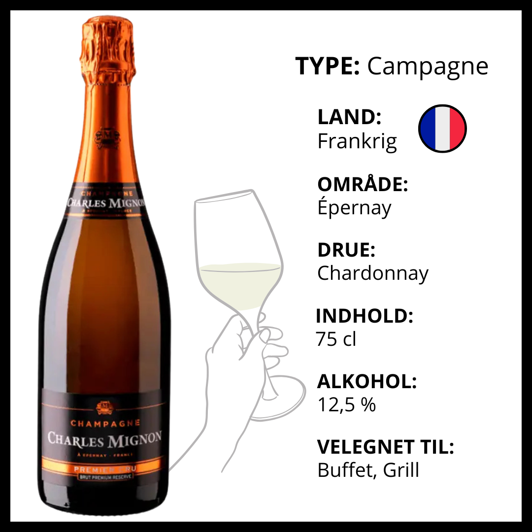Charles Mignon Champagne Premier Cru Brut fra Epernay i Frankrig.