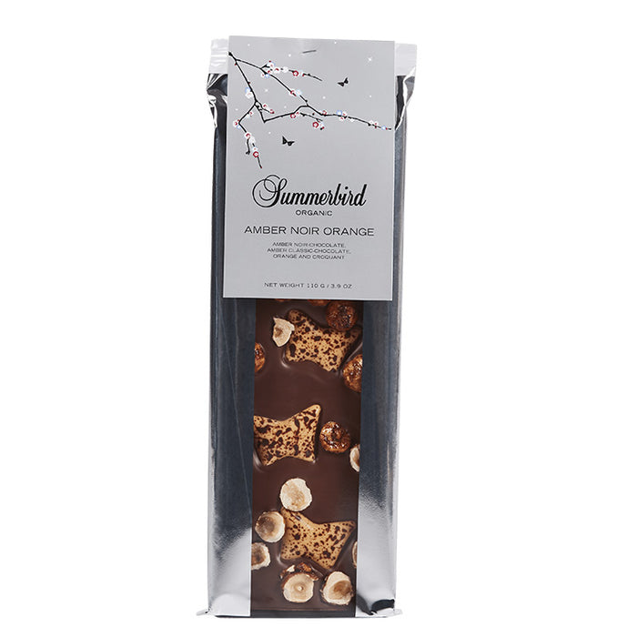 Chokoladebar fra Summerbird, Amber Noir Orange, 110gr.