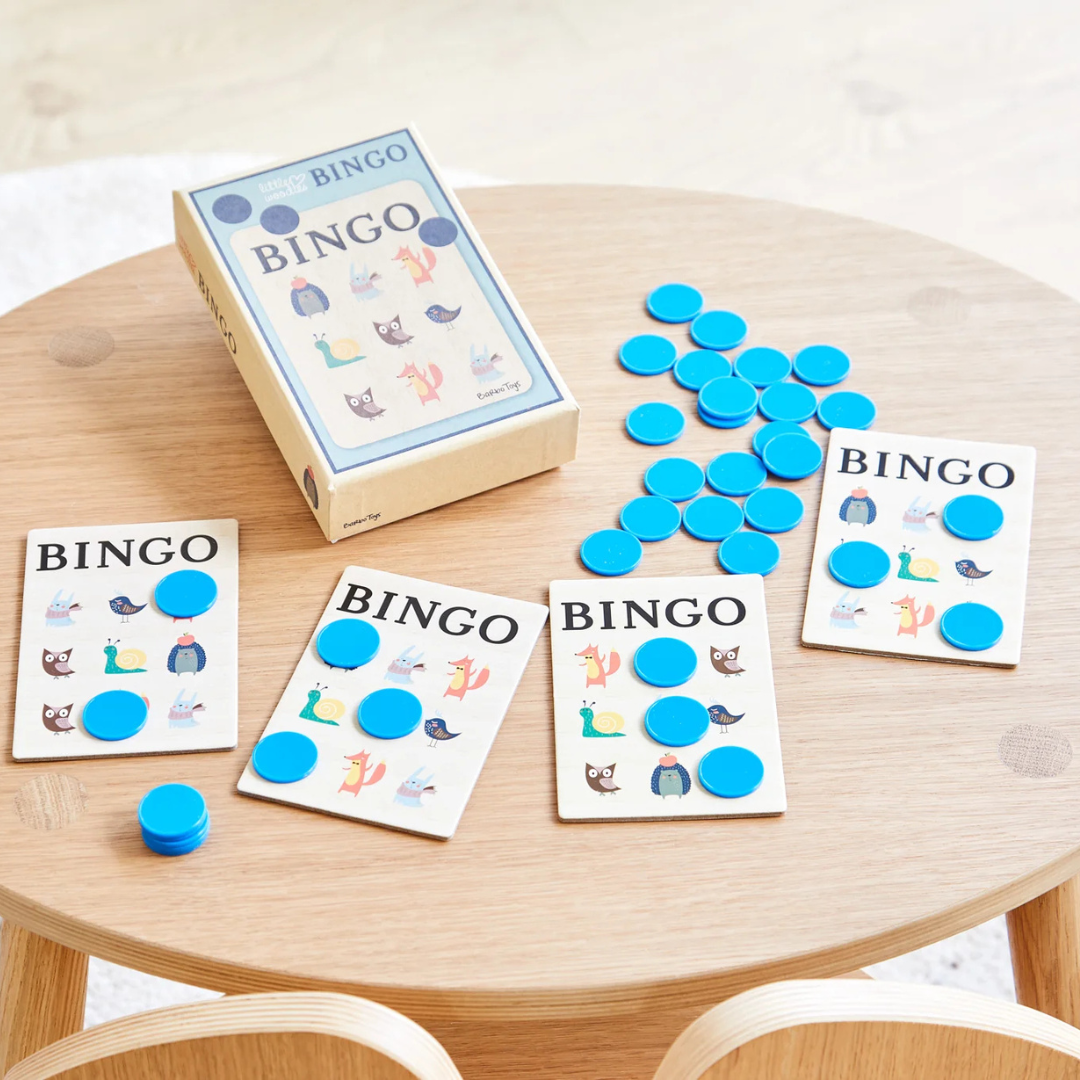 Bingo med dyr fra Little Woodies set fra en anden vinkel