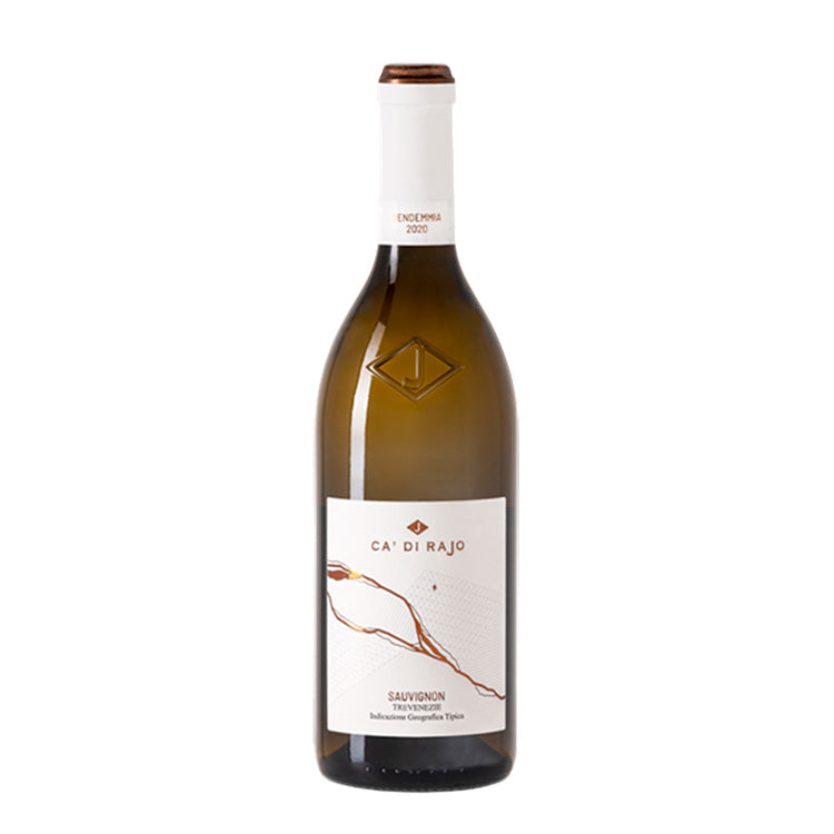Ca' di Rajo Sauvignon Blanc hvidvin fra Italien i en eksklusiv flaske hos Delikatessehuset.