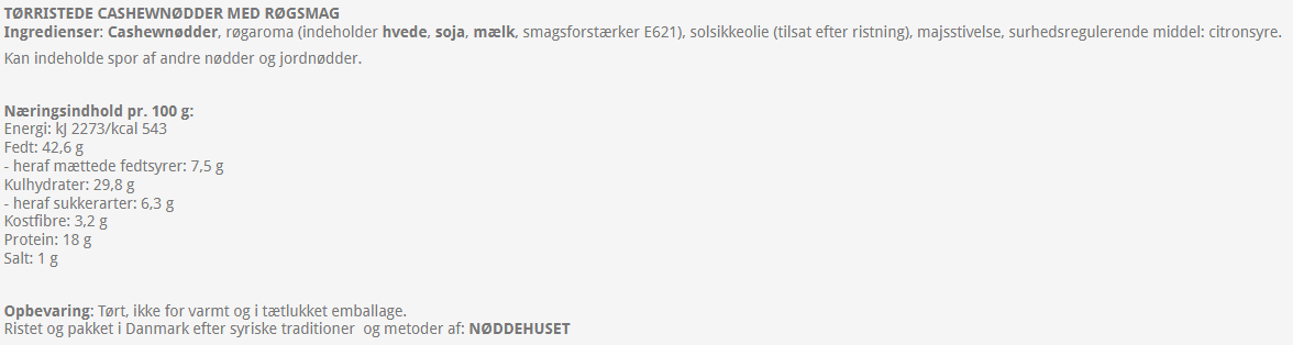 Tørristede Cashewnødder med røgsmag