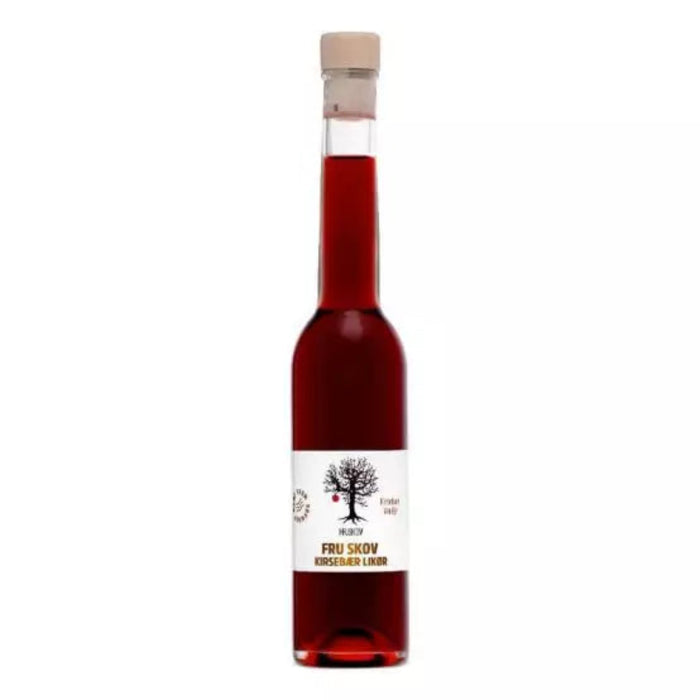 Kirsebærlikør fra Hr. Skov lavet på danske kirsebær med rund, sød og frugtig smag