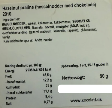 Hasselnødder m. nougatchokolade - vælg variant