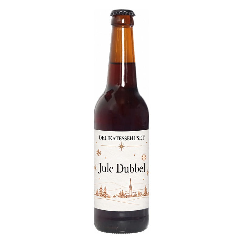 Jule Dubbel 50 cl - Delikatessehuset i flaske med Delikatessehusets egen juleetiket