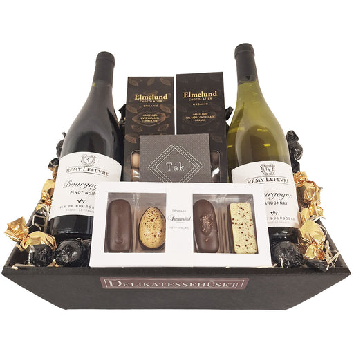Fin tak-gave med lækker vin og chokolade
