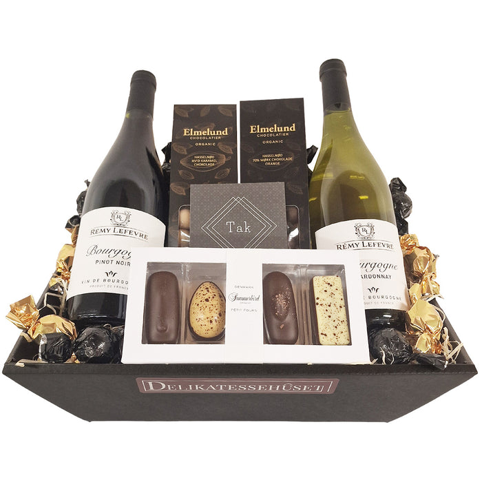 Fin tak-gave med lækker vin og chokolade