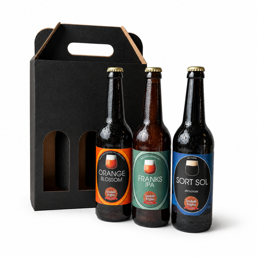 Gaveæske med 3 specialøl fra Grauballe Bryghus.