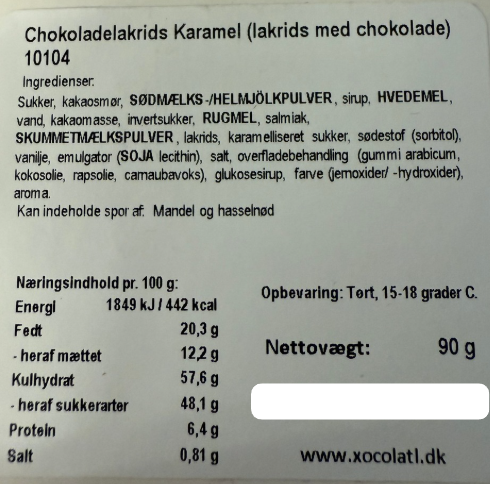 Lakridser med karamel-chokolade i æske - vælg variant