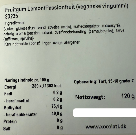 Lemon og passionsfrugt vingummi - vælg variant