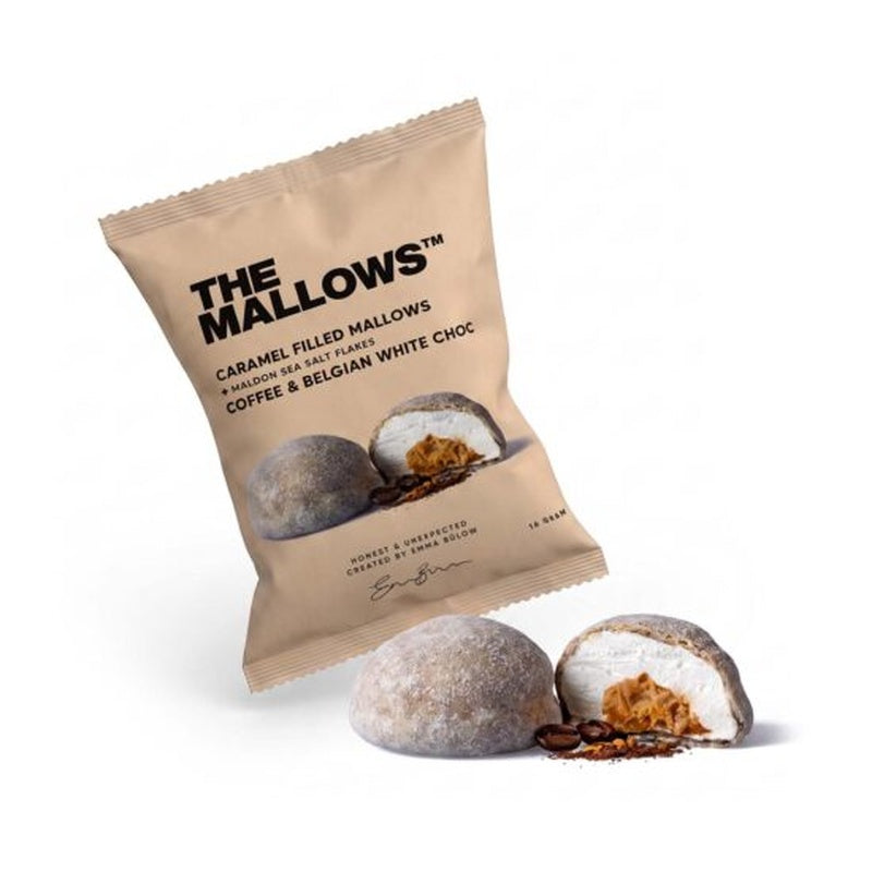 Karamelfyldt skumfidus med kaffe - The Mallows flowpack - enkeltindpakket 16 g