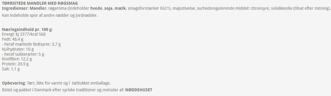 Tørristede mandler m. røgsmag