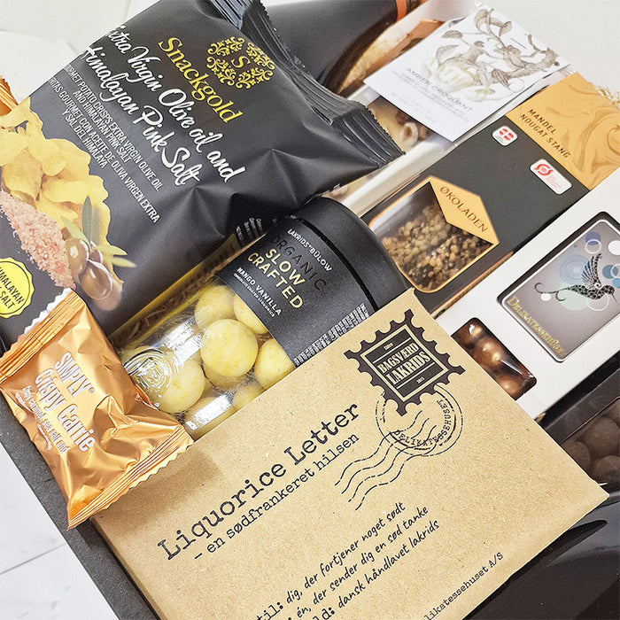 Gavekurv - stor eksklusiv gavekurv m. champagne, rødvin, lakrids og chokolade