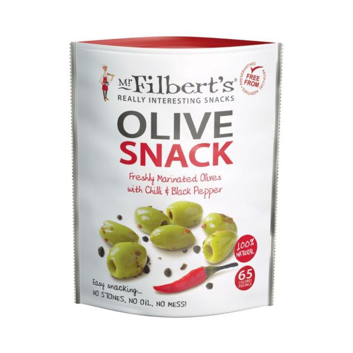 Grønne snack oliven m. Chili og Sort peber - Mr. Filberts