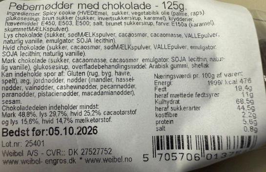 Pebernødder m. chokolade