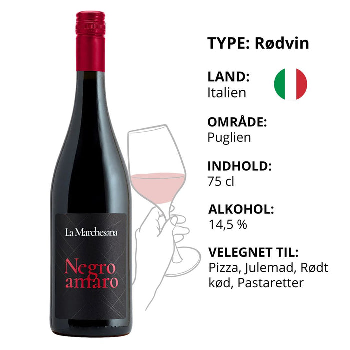 Rødvin, La Marchesana - Negroamaro, ØKO (Italien)