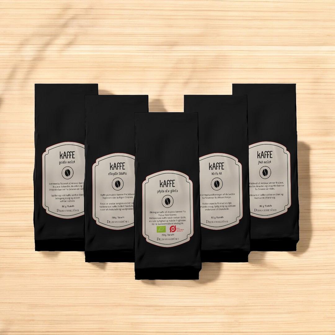 Bestil kaffe smags-pakke | Køb 5 forskellige luksus kaffer for 280 kr ...