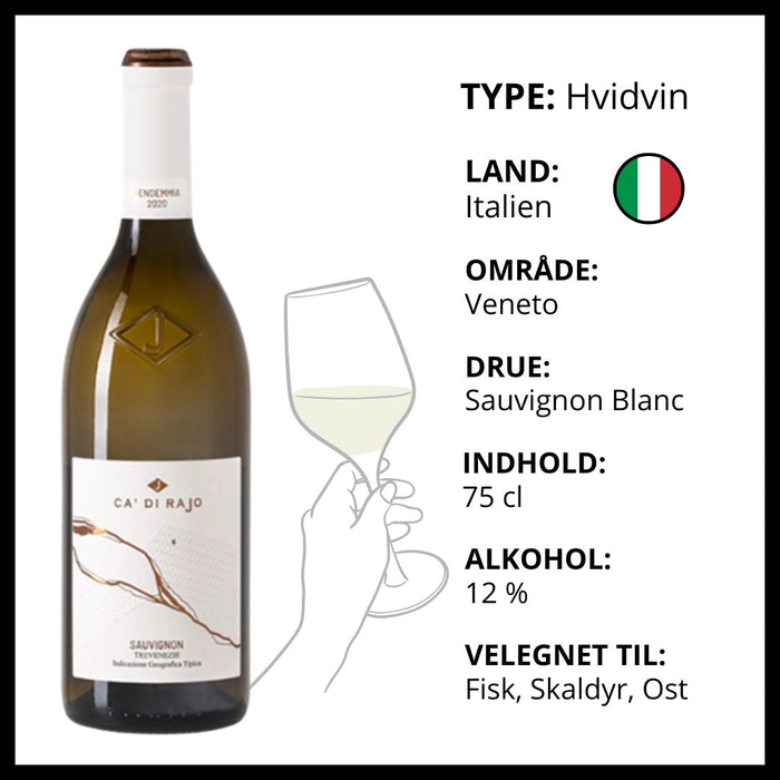 Hvidvin, Ca' Di Rajo - Sauvignon Blanc (Italien)