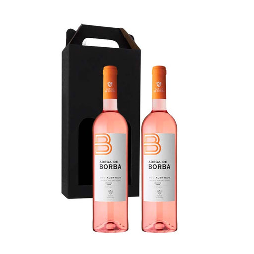 Vingaveæske med to flasker rosévin. Borba rose