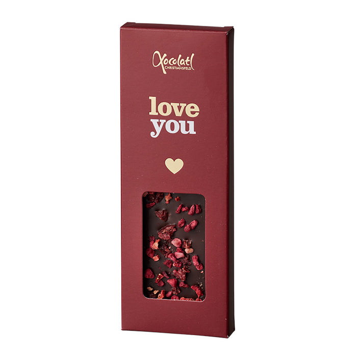 Chokoladeplade fra Xocolatl med teksten 'I Love You'