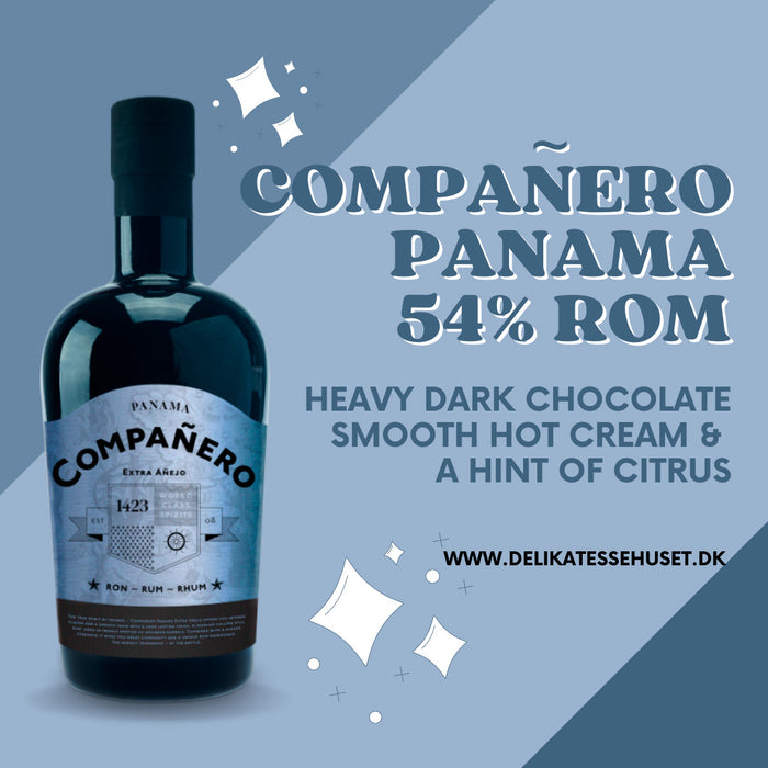 Companero Panama Extra Añejo rom, 54%. Lækker blød chokolade rom med høj alkoholprocent