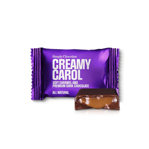 Flowpack fra Simply Chocolate med smag af karamel og mørk chokolade