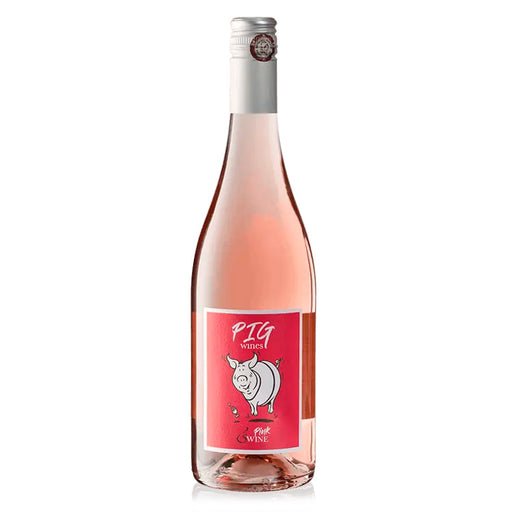 En flaske Pink Swine Rosé Vin.