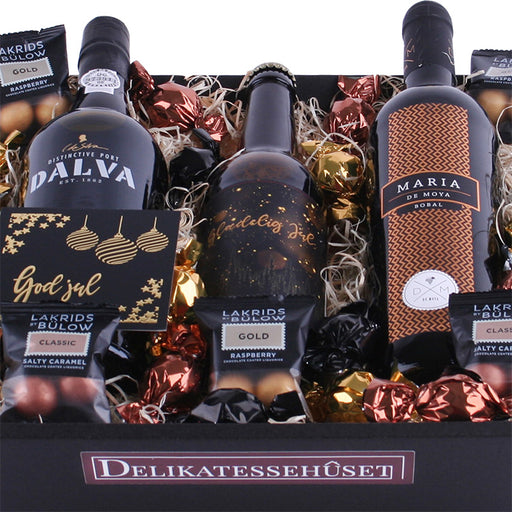 Julekurv - overdådig gavekurv med Rødvin, Portvin & Juleøl