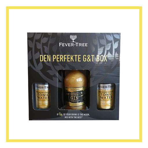 Knaplund citrus guld glimmer. gaveæske gin og tonic. Fever tree
