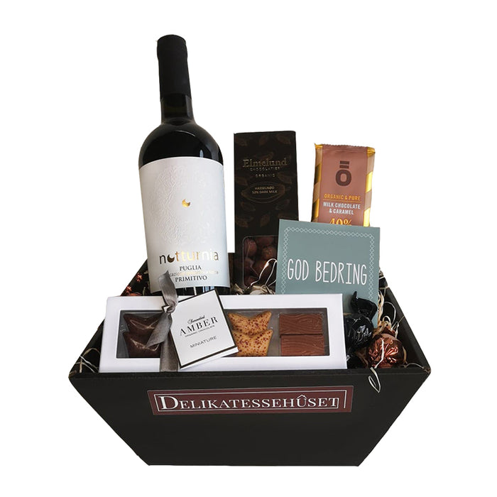 Gavekurv - send en 'God bedring'-gave med rødvin og chokolade