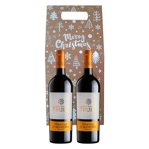 Vingaveæske med to flasker italiensk rødvin. Perfekt gave til kunder og samarbejdspartnere