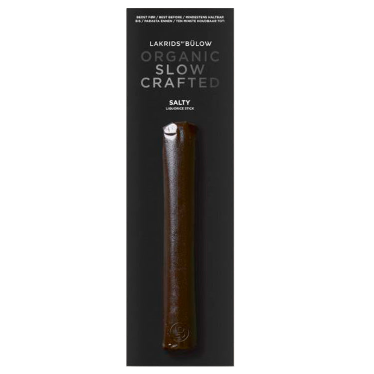 En stang Lakrids by Bülow Slow Crafted Salty Liquorice.